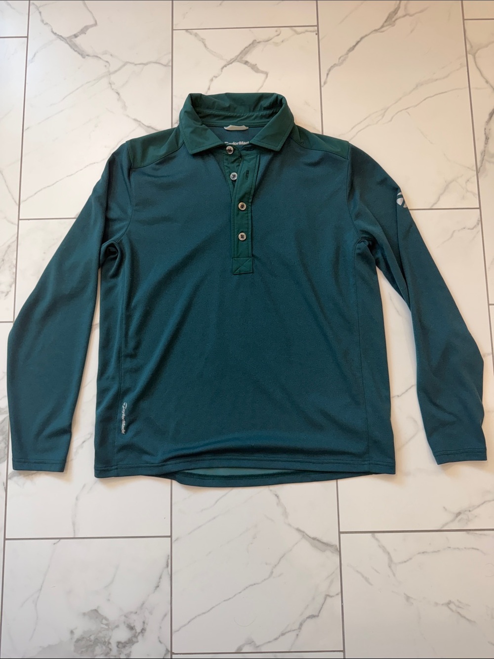 TaylorMade ClubTM Basic Long Sleeve Polo in Dark Green- size L